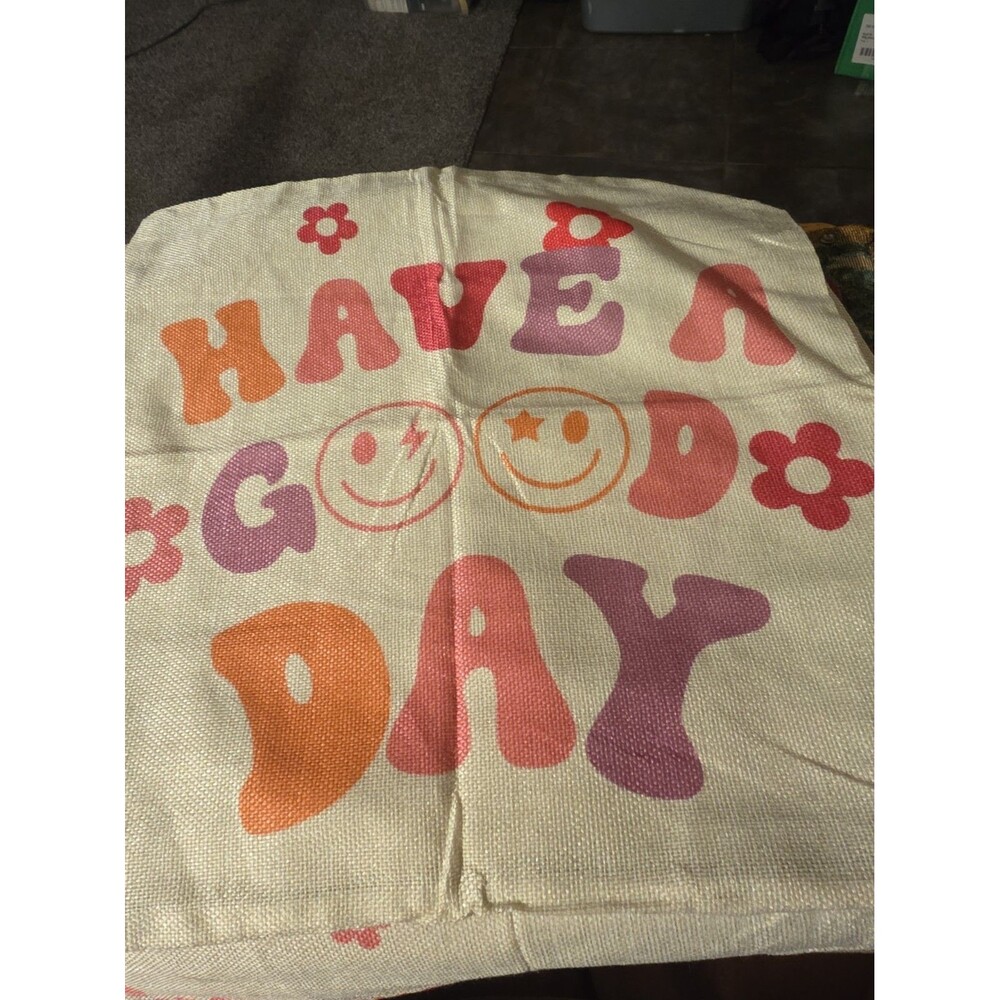 5 Fun Throw Pillow Covers 17"x17" Smiley Face Leopard Have A Good Day!